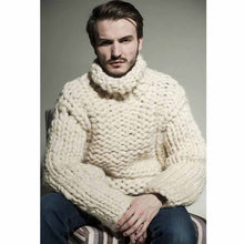 Load image into Gallery viewer, Spring Super chunky Men&#39;s Sweater Loose Casual Navy blue Pullover Sweater coat Thick warm Hand-knitted men&#39;s Thick Sweater