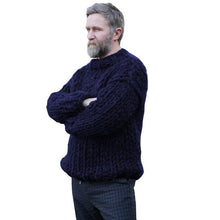 Load image into Gallery viewer, Spring Super chunky Men&#39;s Sweater Loose Casual Navy blue Pullover Sweater coat Thick warm Hand-knitted men&#39;s Thick Sweater