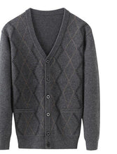 Load image into Gallery viewer, Autumn Winter Men&#39;s High Quality Cashmere Casual V-neck Cardigan Brand Thick Warm Elastic Male Wool Sweater Coat Size XS-3XL