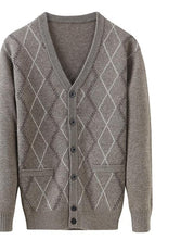 Load image into Gallery viewer, Autumn Winter Men&#39;s High Quality Cashmere Casual V-neck Cardigan Brand Thick Warm Elastic Male Wool Sweater Coat Size XS-3XL