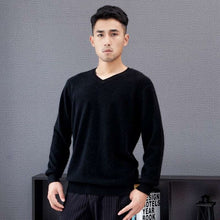 Load image into Gallery viewer, LHZSYY Spring New Men&#39;s 100% Pure Cashmere Sweater Casual Warm V-neck Bottoming Shirt 2019Autumn Winter High-Grade Knit Pullover