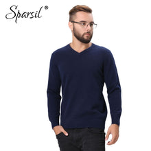 Load image into Gallery viewer, Sparsil Men Warm Cashmere Sweaters Deer Suede Knit Neck&amp;Elbow Protection Soft Pullovers Autumn Winter Long Sleeves Knitted Tops