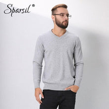 Load image into Gallery viewer, Sparsil Men Warm Cashmere Sweaters Deer Suede Knit Neck&amp;Elbow Protection Soft Pullovers Autumn Winter Long Sleeves Knitted Tops