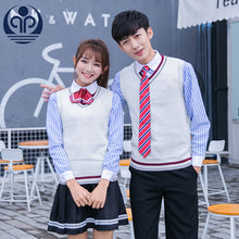 Load image into Gallery viewer, Student School Uniform V Collar Sweater Vest School Uniform JK Uniform Fashion Uniform Class Long Sleeve 4pcs  D-0582