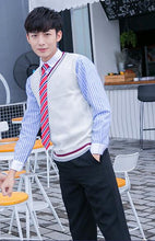 Load image into Gallery viewer, Student School Uniform V Collar Sweater Vest School Uniform JK Uniform Fashion Uniform Class Long Sleeve 4pcs  D-0582