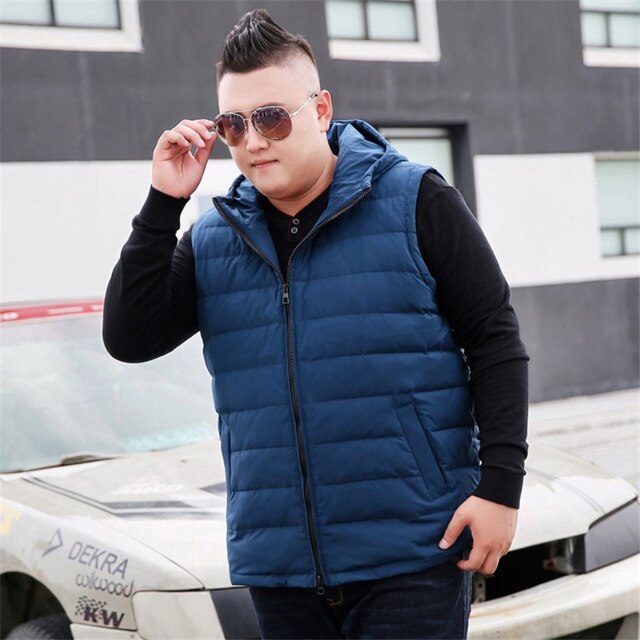 2019 Winter New Men's Large size XL-9XL 10XL Casual Warm Vest Fashion Loose Hooded Warm Black vBest With Sweater