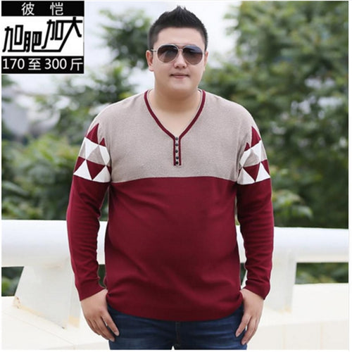 Plus size 10XL 8XL 6XL 5XL V-Neck Slim Fit Sweater Men 2018 Fashion Spring Autumn Pullover Men Homme Leisure Solid Color Sweater