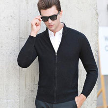 Load image into Gallery viewer, new arrival 100% Pure Wool Thickened Jacquard Men Cardigan Sweater Autumn Winter Zipper Jacket Computer Knitted Thick size S-2XL