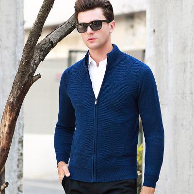 new arrival 100% Pure Wool Thickened Jacquard Men Cardigan Sweater Autumn Winter Zipper Jacket Computer Knitted Thick size S-2XL