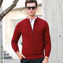 Load image into Gallery viewer, new fashion high quality 100% Pure Wool Men Thickening Zipper Cardigan Sweater Autumn Winter Casual Computer Knitted Thick S-2XL