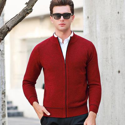 new fashion high quality 100% Pure Wool Men Thickening Zipper Cardigan Sweater Autumn Winter Casual Computer Knitted Thick S-2XL