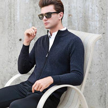 Load image into Gallery viewer, new fashion high quality 100% Pure Wool Men Thickening Zipper Cardigan Sweater Autumn Winter Casual Computer Knitted Thick S-2XL