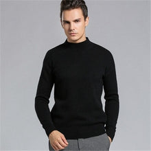 Load image into Gallery viewer, pure cashmere half high collar knit men fashion solid loose thick pullover sweater camel 8color M-2XL