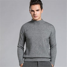 Load image into Gallery viewer, pure cashmere half high collar knit men fashion solid loose thick pullover sweater camel 8color M-2XL