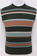 Load image into Gallery viewer, top grade pure goat cashmere men fashion o-neck contrast color striped pullover sweater army green 2color S/4XL