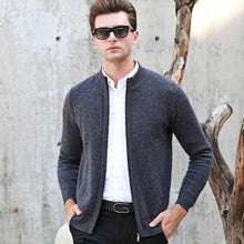 Load image into Gallery viewer, new fashion high quality 100% Pure Wool Men Thickening Zipper Cardigan Sweater Autumn Winter Casual Computer Knitted Thick S-2XL