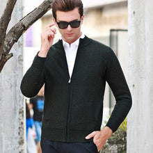 Load image into Gallery viewer, new fashion high quality 100% Pure Wool Men Thickening Zipper Cardigan Sweater Autumn Winter Casual Computer Knitted Thick S-2XL