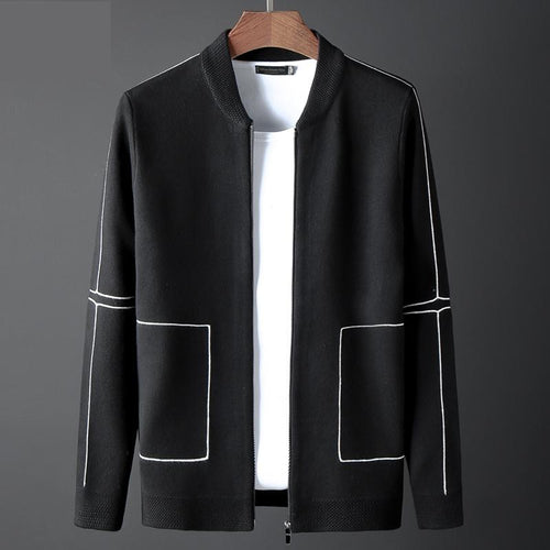 New arrival fashion high quality Spring Jacket Men Cardigan Sweater Knitted Casual Mandarin Collar Zipper Striped plus size 4XL