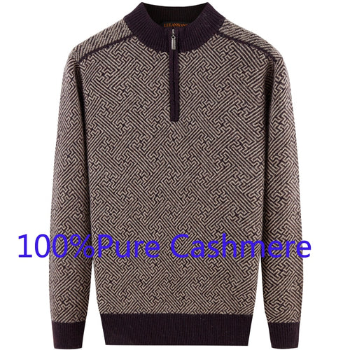 100% Pure Cashmere Sweaters Men's High Quality Products Zipper In Autumn And Winter Very Large Size S M L XL XXL XXXL 4XL 5XL