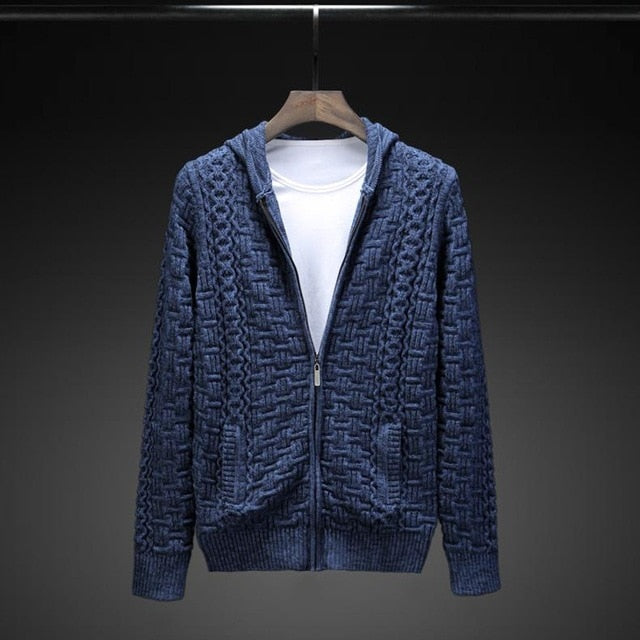 New Arrival Winter Men's Casual Sweater 100% cotton Fashion Warm Zipper With Pockets Brand Cardigan Large Male Size 4xl 5xl 6xl