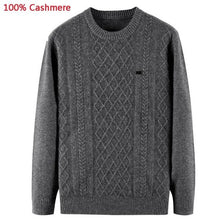Load image into Gallery viewer, new 100% Cashmere Young Men Autumn Winter Jacquard Sweater Thickening Casual Pullovers high quality plus size XS-XL2XL3XL4XL5XL