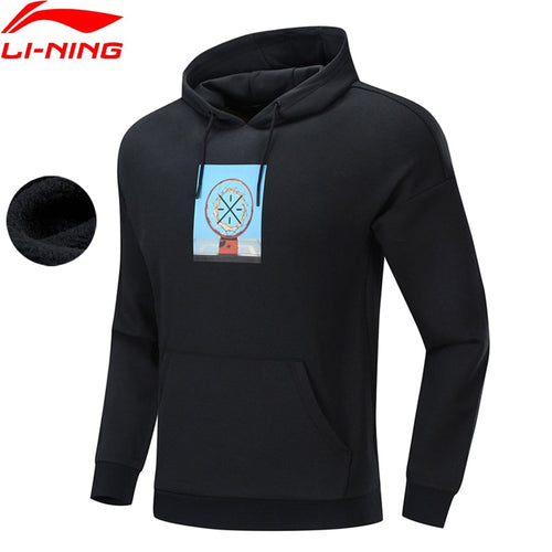 Li-Ning Men Wade Series Po Knit Hoodie Winter WARM SHELL Fleece 72% Cotton 28% Polyester LiNing Sports Sweater AWDP583 MWW1617