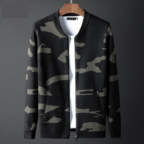 new arrival high quality Spring Autumn Thin Trend Jacket Men Cardigan Sweater Fashion Camouflage Knitted plus size MLXL2XL3XL4XL