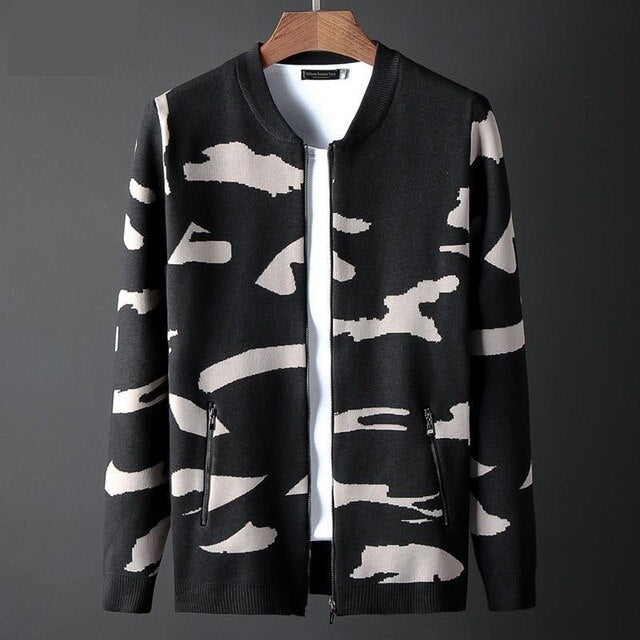 new arrival high quality Spring Autumn Thin Trend Jacket Men Cardigan Sweater Fashion Camouflage Knitted plus size MLXL2XL3XL4XL