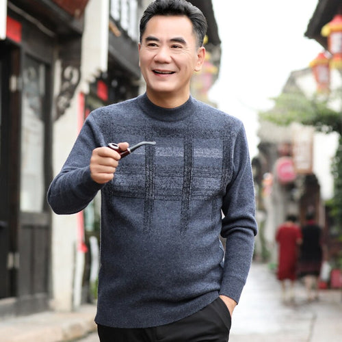 new arrival fashion Winter Elderly People Pure Sweaters Loose Wears Warm Father O-neck Pullovers Thick high quality size S-2XL