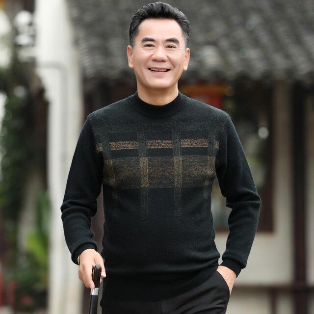 new arrival fashion Winter Elderly People Pure Sweaters Loose Wears Warm Father O-neck Pullovers Thick high quality size S-2XL