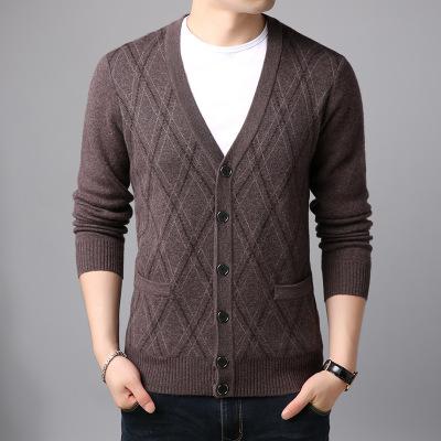 100%wool new arrival Knitted Sweater Cardigan Fashion Winter Casual V-neck high quality mens Thick Single Breasted size SMLXLXXL