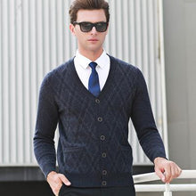 Load image into Gallery viewer, 100%wool new arrival Knitted Sweater Cardigan Fashion Winter Casual V-neck high quality mens Thick Single Breasted size SMLXLXXL