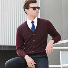 Load image into Gallery viewer, 100%wool new arrival Knitted Sweater Cardigan Fashion Winter Casual V-neck high quality mens Thick Single Breasted size SMLXLXXL