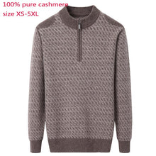 Load image into Gallery viewer, New Arrival High Quality Men Sweaters 100% Cashmere Semi High Collar Decorative Zipper Floral Thickened Knitted Plus Size XS-5XL