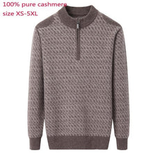 Load image into Gallery viewer, New Arrival High Quality Men Sweaters 100% Cashmere Semi High Collar Decorative Zipper Floral Thickened Knitted Plus Size XS-5XL