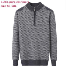 Load image into Gallery viewer, New Arrival High Quality Men Sweaters 100% Cashmere Semi High Collar Decorative Zipper Floral Thickened Knitted Plus Size XS-5XL