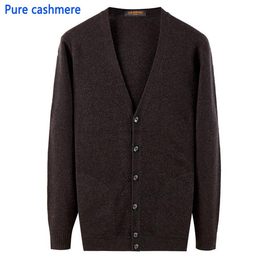 new arrival men 100% Pure Cashmere Winter Sweater Male Cardigan Coat V-neck Casual high quality fashion size XS S M L XL XXL