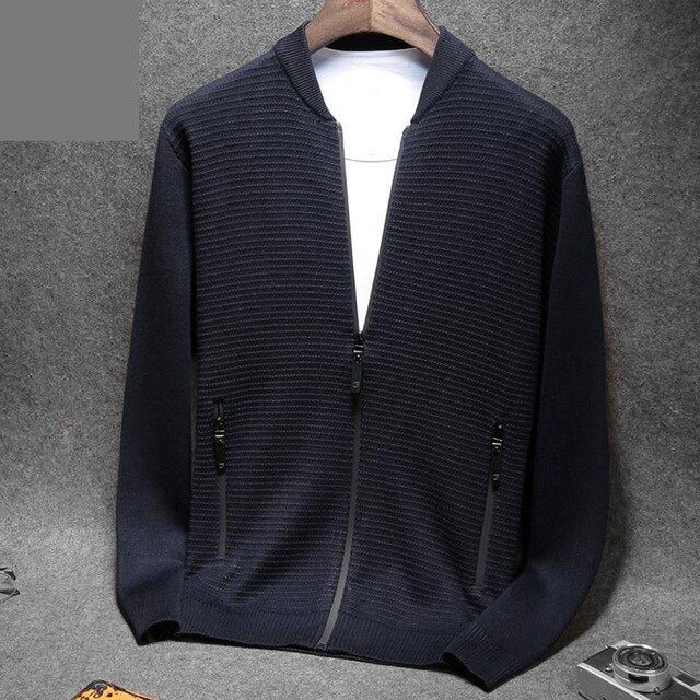 new arrival Men Knit Cardigan Sweater Coat Zipper Male Slim Casual Computer Knitted Mandarin Collar plus size M L XL XXL 3XL 4XL