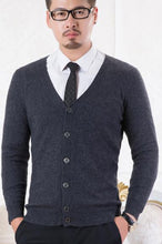 Load image into Gallery viewer, 100% Pure Cashmere Knitted Sweater Man Vneck Cardigans High Quality New Fashion Cashmere Knitwear 6Colors Standard Clothes Tops