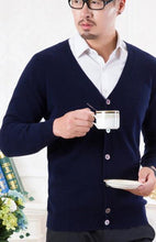 Load image into Gallery viewer, 100% Pure Cashmere Knitted Sweater Man Vneck Cardigans High Quality New Fashion Cashmere Knitwear 6Colors Standard Clothes Tops