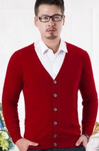 Load image into Gallery viewer, 100% Pure Cashmere Knitted Sweater Man Vneck Cardigans High Quality New Fashion Cashmere Knitwear 6Colors Standard Clothes Tops