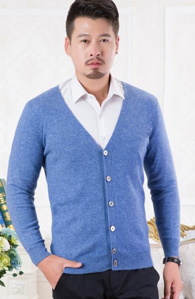 100% Pure Cashmere Knitted Sweater Man Vneck Cardigans High Quality New Fashion Cashmere Knitwear 6Colors Standard Clothes Tops
