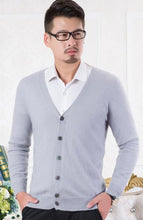 Load image into Gallery viewer, 100% Pure Cashmere Knitted Sweater Man Vneck Cardigans High Quality New Fashion Cashmere Knitwear 6Colors Standard Clothes Tops