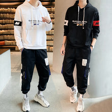 Load image into Gallery viewer, M-５XL!! Autumn fashion large size personalized patch printing loose hooded sweater youth tide men&#39;s sports and leisure suit.
