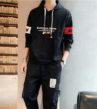 Load image into Gallery viewer, M-５XL!! Autumn fashion large size personalized patch printing loose hooded sweater youth tide men&#39;s sports and leisure suit.