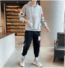 Load image into Gallery viewer, M-５XL!! Autumn fashion large size personalized patch printing loose hooded sweater youth tide men&#39;s sports and leisure suit.