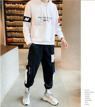 Load image into Gallery viewer, M-５XL!! Autumn fashion large size personalized patch printing loose hooded sweater youth tide men&#39;s sports and leisure suit.