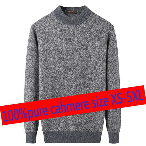 New Autumn Winter Thickened 100%pure Cashmere Men Round Collar Pullover Knitted Sweater Casual Standard Wool Plus Size XS-4XL5XL