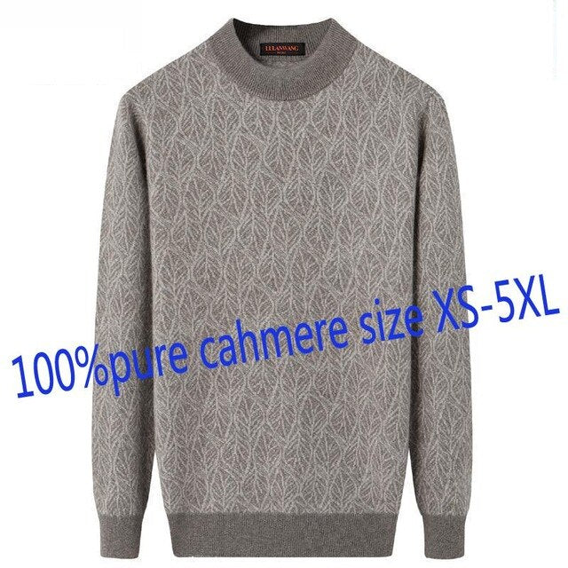 New Autumn Winter Thickened 100%pure Cashmere Men Round Collar Pullover Knitted Sweater Casual Standard Wool Plus Size XS-4XL5XL