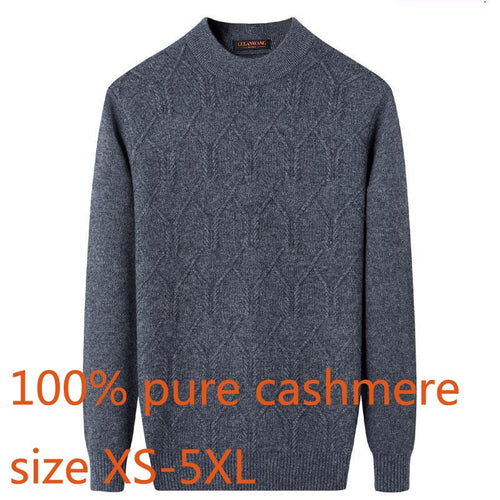 New Hihg Quality 100%pure Cashmere Sweater Men Winter Thick Round Collar Warm Casual Computer Knitted Pullovers Plus Size XS-5XL